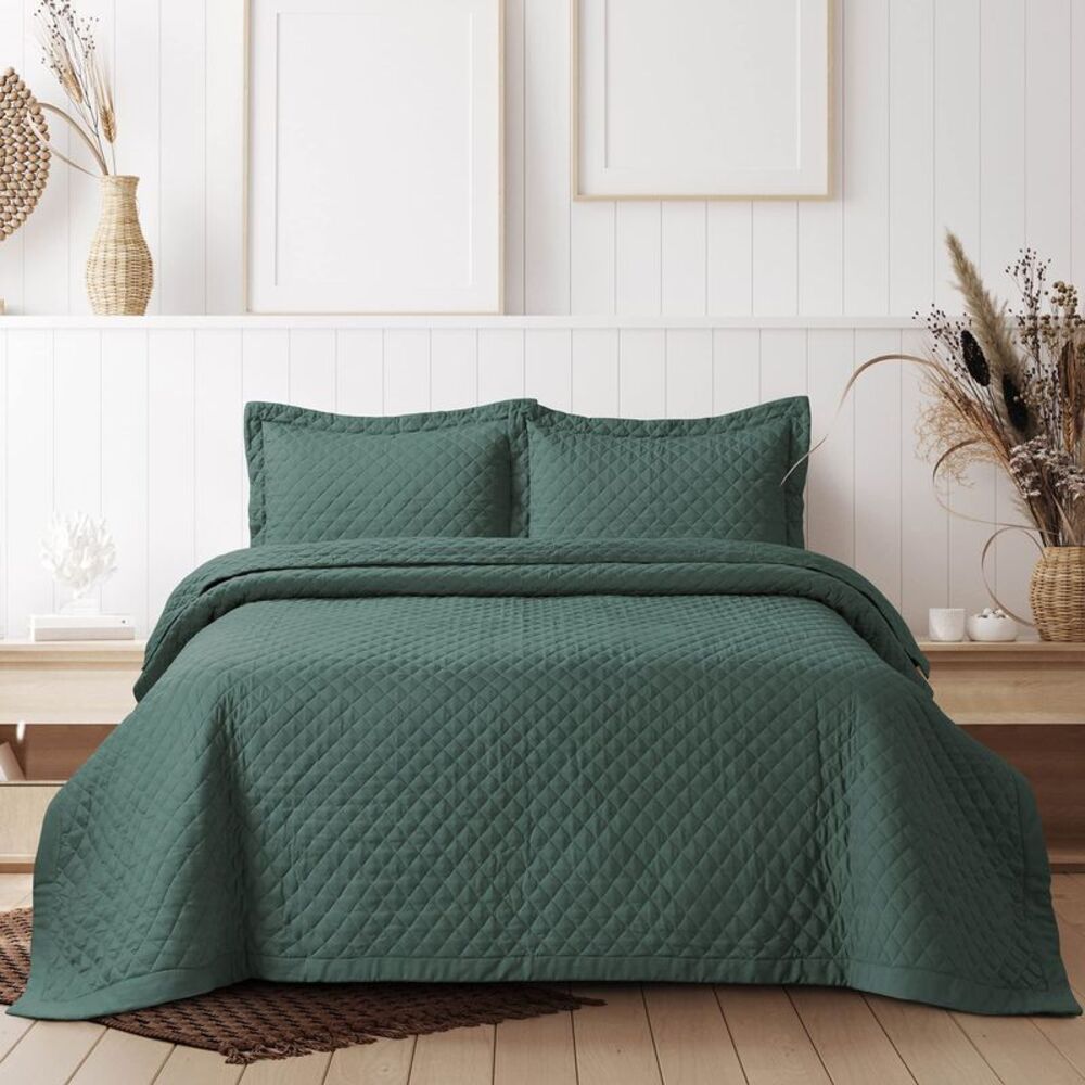 Tribeca Living - Twin Brisbane Oversized Diamond Quilt Set Aqua Blu Blue